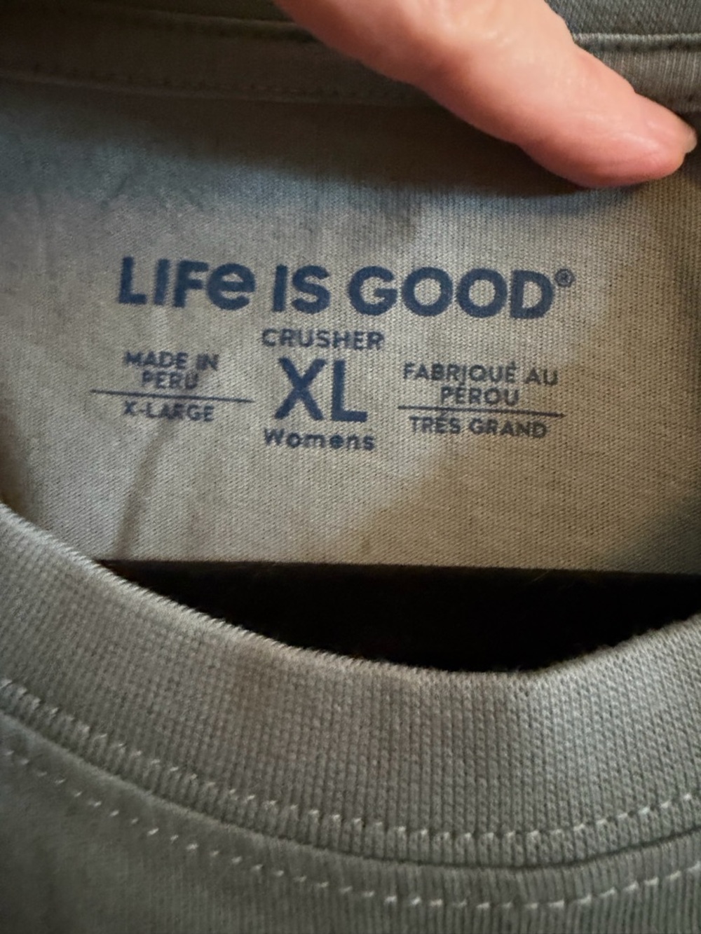 Life Is Good Women's Short Sleeve Tee - Sage Green with Red Accent - Picture 3 of 5